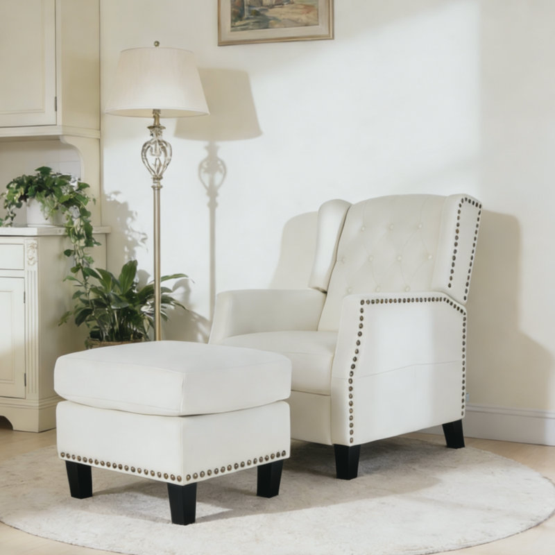 153cm Wide Chenille Wall Recliner Standard Recliner, White