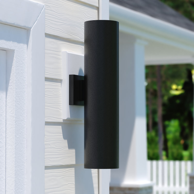 Edith Aluminum Outdoor Armed Sconce, Textured Black, 20" H x 5" W x 8" D, Up/Down