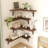 5Pcs Rustic Wood Corner Floating Shelves - Dark Carbonized Black, Easy Wall Installation, Space-Saving Design For Bathroom, Kitchen, Bedroom, Or Living Room, Sturdy & Reliable 16.1X11.4In, Perfect For Christmas Decor And Year-Round Display, Bathroom Wall 