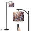 Lampe sur pied à arc avec abat-jour réglable Fleurs en coton rustique Chat debout Papillons colorés Lampe sur pied à 3 températures de couleur à intensité variable avec interrupteur au pied pour la chambre à coucher