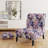 Blue And Purple Blooming Chrysanthemum Flowers - Velvet Upholstered Farmhouse Slipper Chair, Rustic Floral Accent Chair