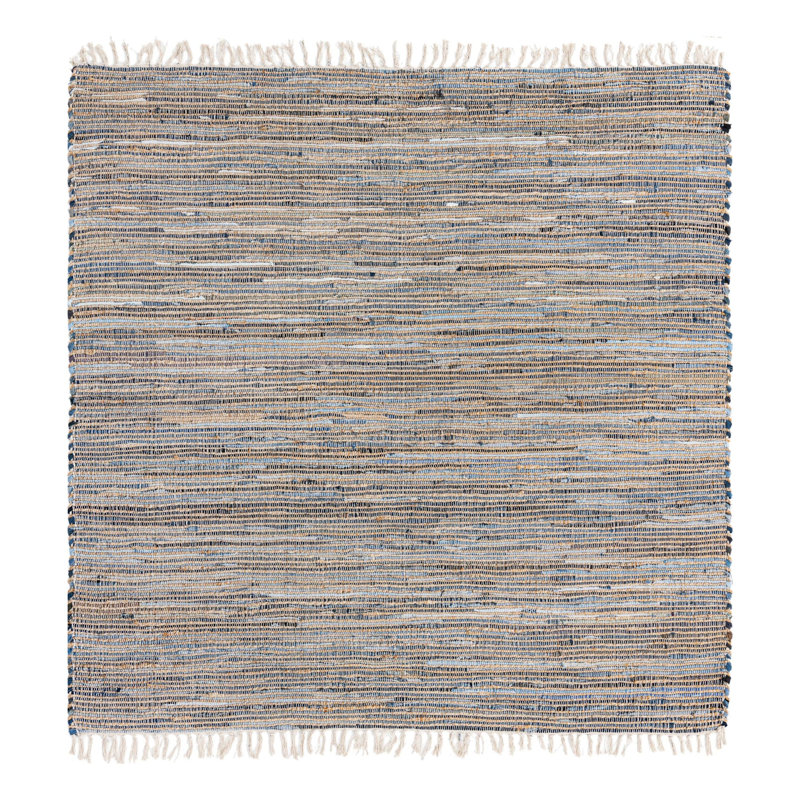 Holly-Rose Cotton Striped Indoor Rug, Square 7'1"