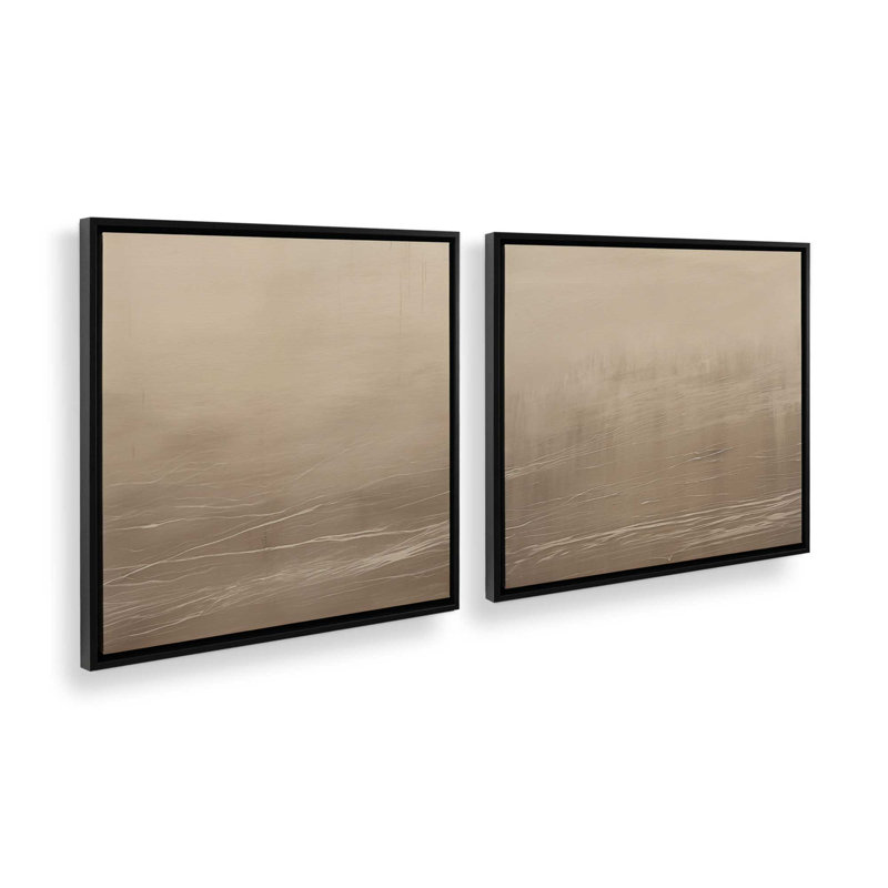 Silken Sandrifts, Set of 2 Print on Canvas in a Frame, Satin Black Floater Framed, 24.75" H x 24.75" W x 1.75" D