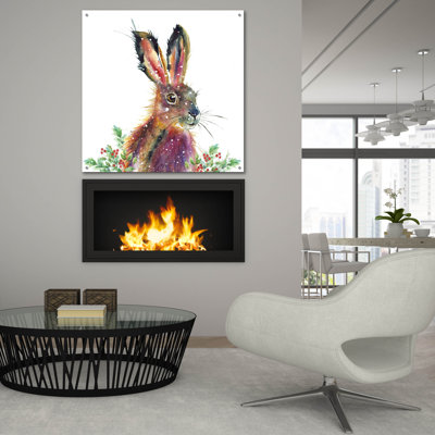  «Fluffy Hare» par Elle Media Group, art mural en verre acrylique, 36 po x 36 po