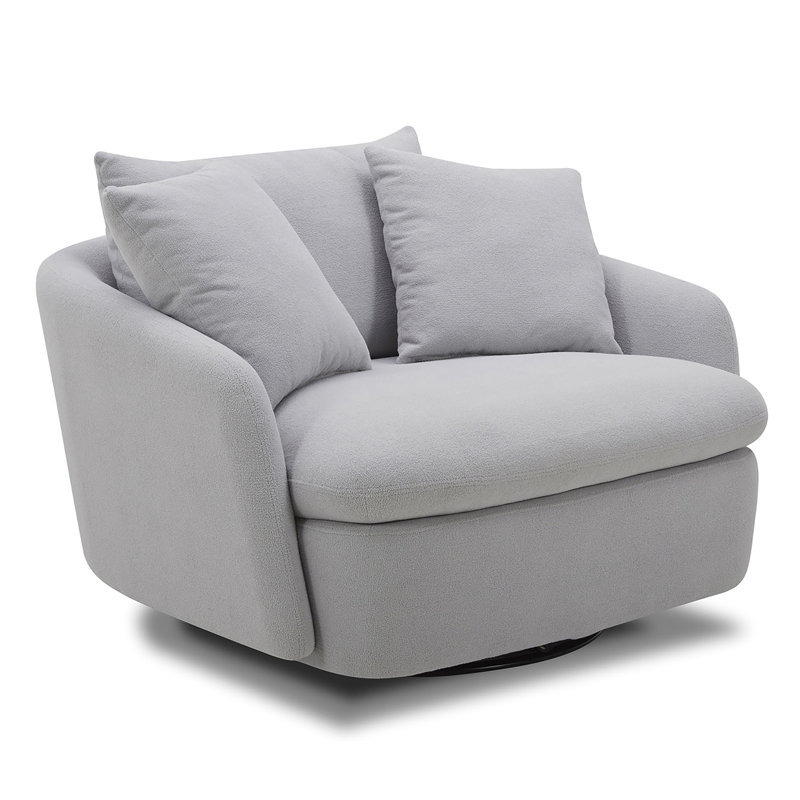 Brieona Upholstered Swivel Chair and a Half, Dame Dove Grey