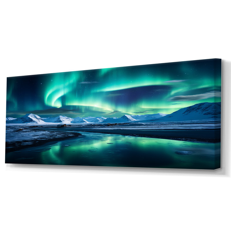 «Islandais Borealis», art mural «Aurora Borealis», H 28 po x l 60 po x P 1,5 po, Toile tendue