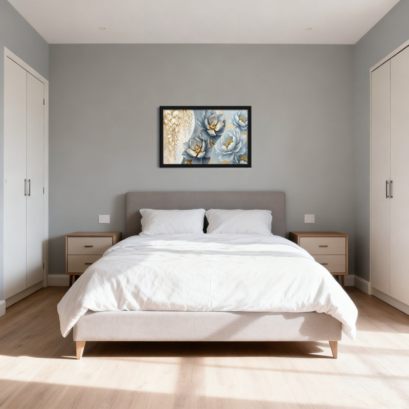 «Blue and Cream», ensemble de 1 reproduction de peinture à l'huile sur toile, H 12 po x l 18 po, Toile tendue
