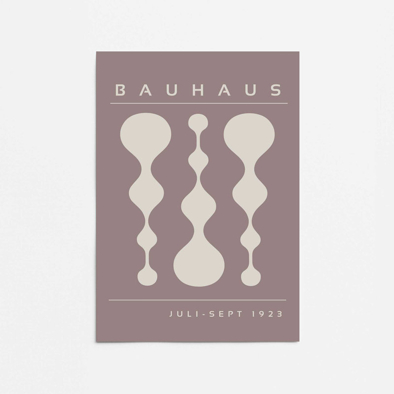 «Warm Taupe» rétro, affiche de Bauhaus II, H 24 po x l 18 po x P 0,1 po, Impression sans cadre