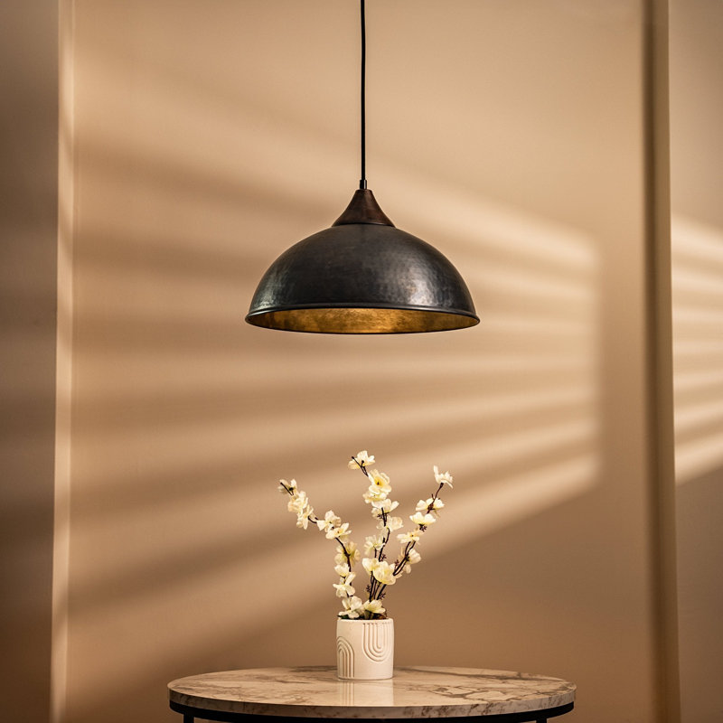 Luminaire suspendu en cuivre martelé fabriqué à la main ALFIQ pour la cuisine et la salle à manger, 8", Cuivre foncé