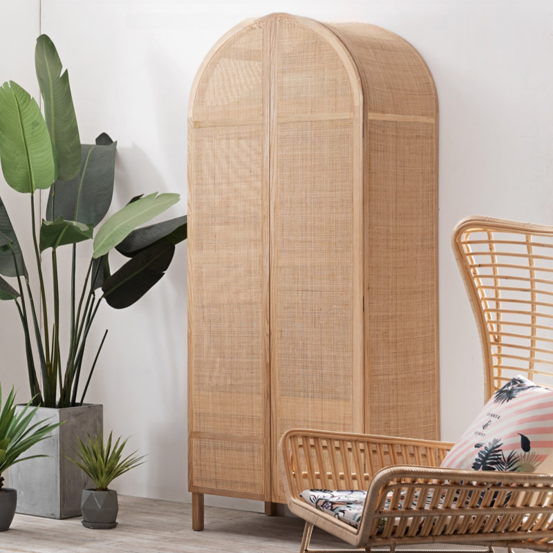 Simple and Retro Double-door Wardrobe, Burlywood