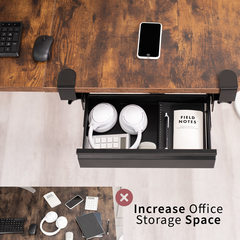 6.3'' H x 21.4'' W x 9.1'' D Desk, Black