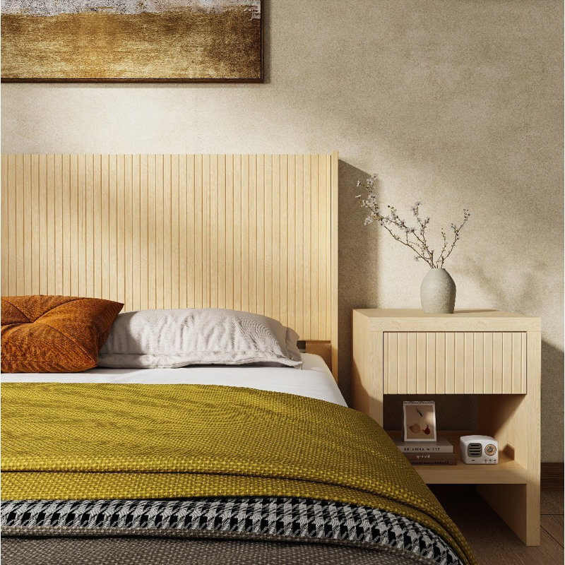 Tête de lit très grand en bois - 80,2 po de largeur, sans sommier tapissier, robuste et moderne, Très grand lit