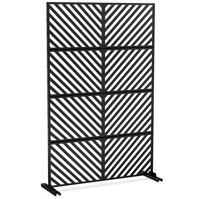 Paravent décoratif autoportant en métal, panneau d'intimité extérieur en acier inoxydable avec support pour terrasse et patio.