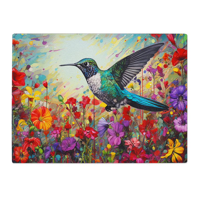 Hummingbird Colour Field  Glass Chopping Board