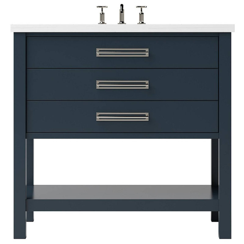 Kiawah Three-Drawer Single Bath Vanity, Hague Blue, 30", Satin Nickel