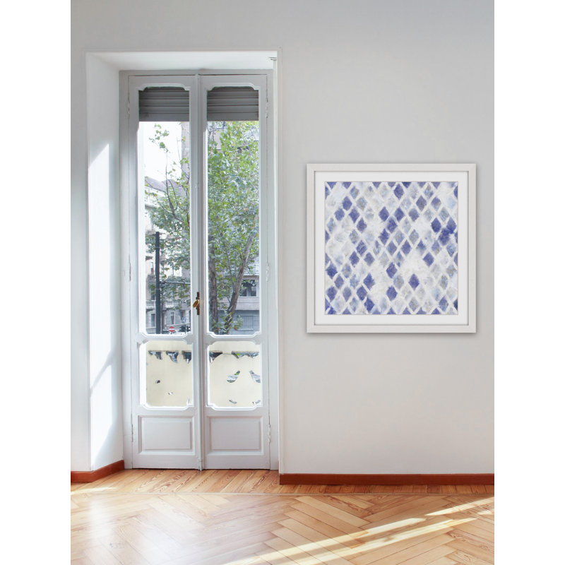 «Blue and White Diamonds», reproduction d'art encadrée, H 12 po x l 12 po x P 1,5 po