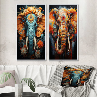 Urban Graffiti Pachyderms - Éléphant, ensemble de 2 reproductions d'art sur toile