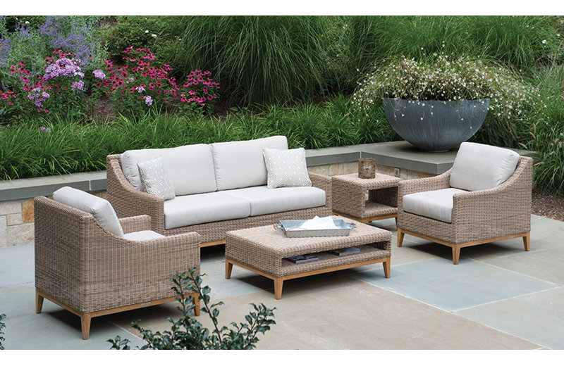 Frances Outdoor 3 - Seat Patio Sofa, Sailcloth Seagull, Frances Textured Gray