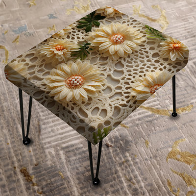 Vintage Lace Medallions Victorian Pattern - Floral Rectangle Ottoman