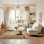 Canapé-lit modulaire en coton et lin blanc crème