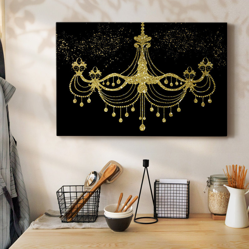 Toile tendue avec galerie Golden Chandelier, H 32 po x l 48 po