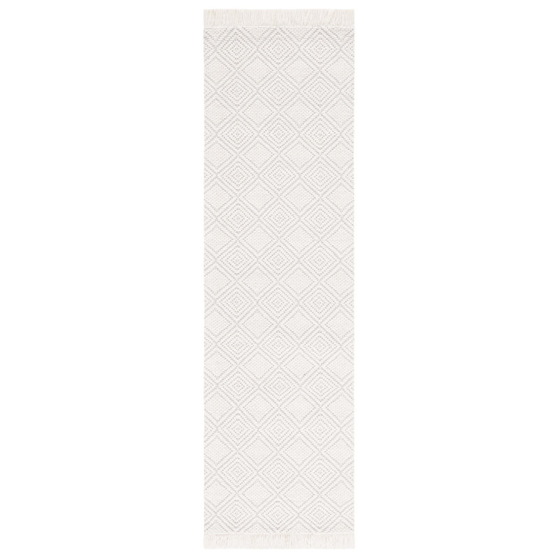 Tapis géométrique en laine et en coton tissé à la main Abianna, Tapis de couloir 2 pi 3 po x 8 pi