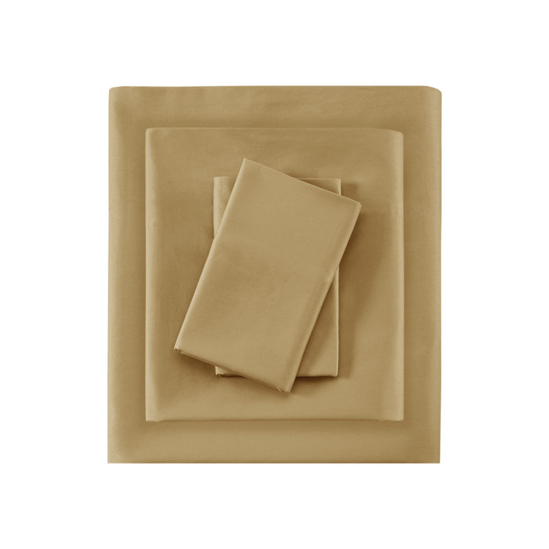 Gold Pima Cotton Sateen Split King Sheet Set