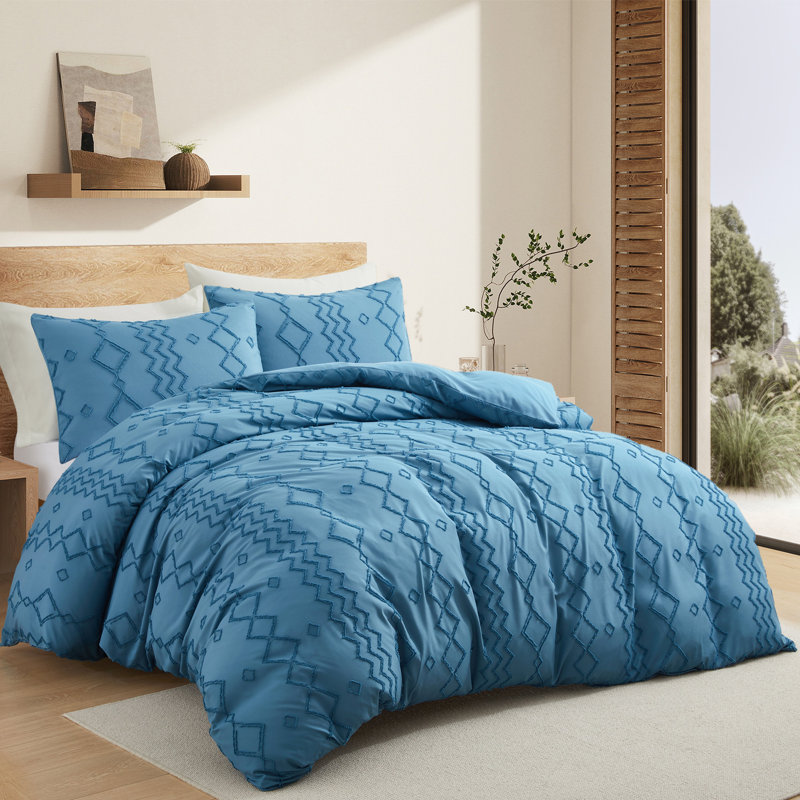 Ensemble de housse pour couette, Housse de couette grand + 2 taies d'oreiller, Marine