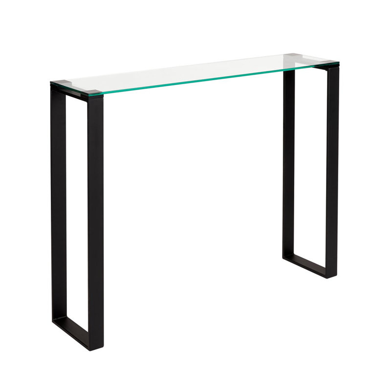 Mihrtad 47'' Glass Top Console Table, 31" H x 39" W x 10" D, Black