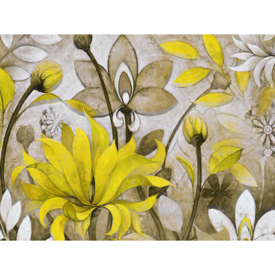Fleur jaune et grise - reproduction sur toile tendue