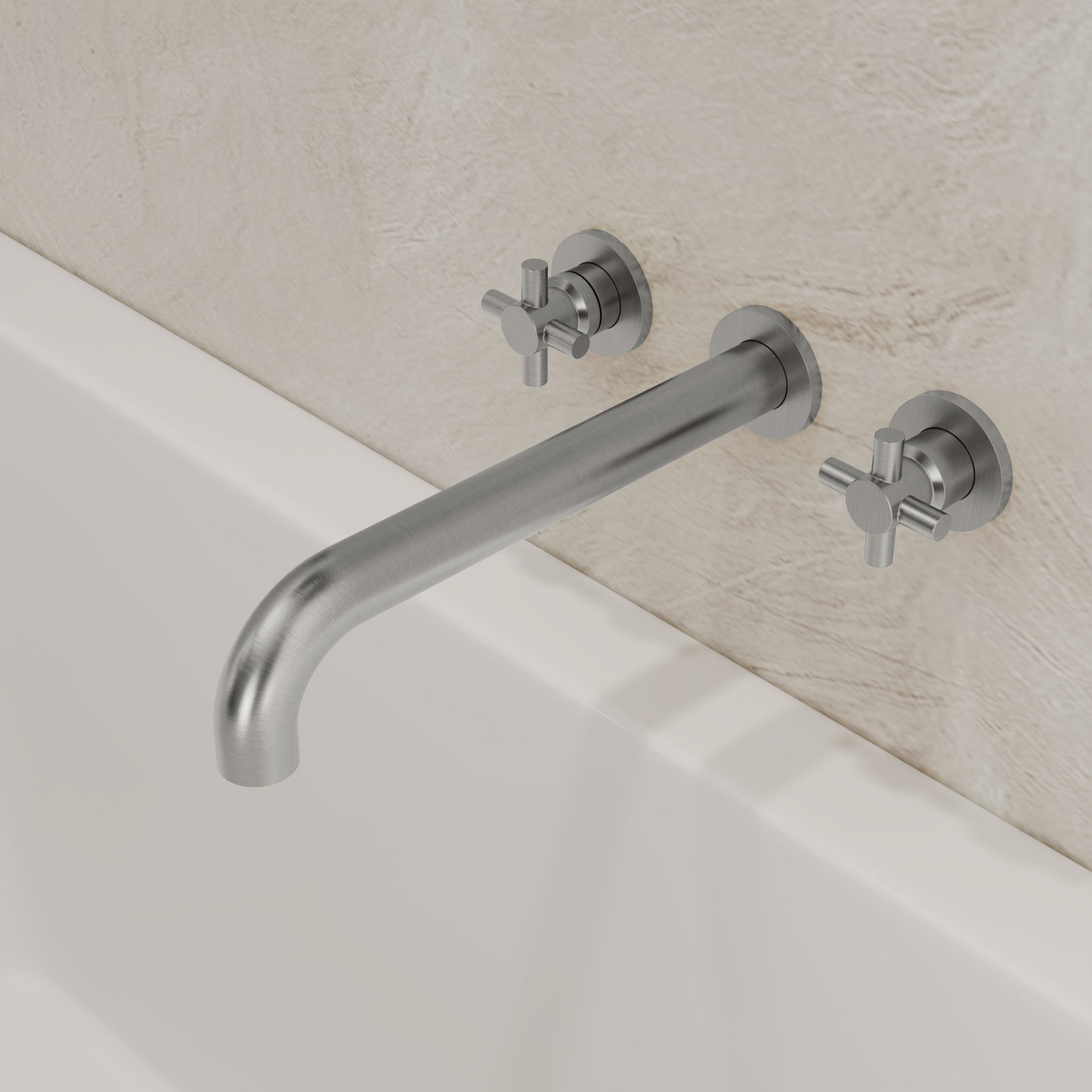  High-Flow Tub Filler Wall Mounted Long Tub Spout, 2-Handle Bathtub Faucet Set with Ceramic Valve, Brushed Nickel