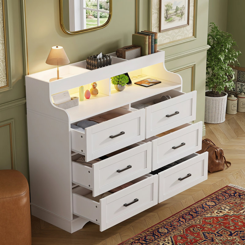 Solid Wood 110cm W 6 - Drawer Chest of Drawers