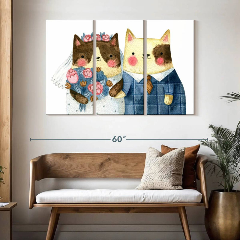 Mariage de chat Brampt, H 32 po x l 50 po