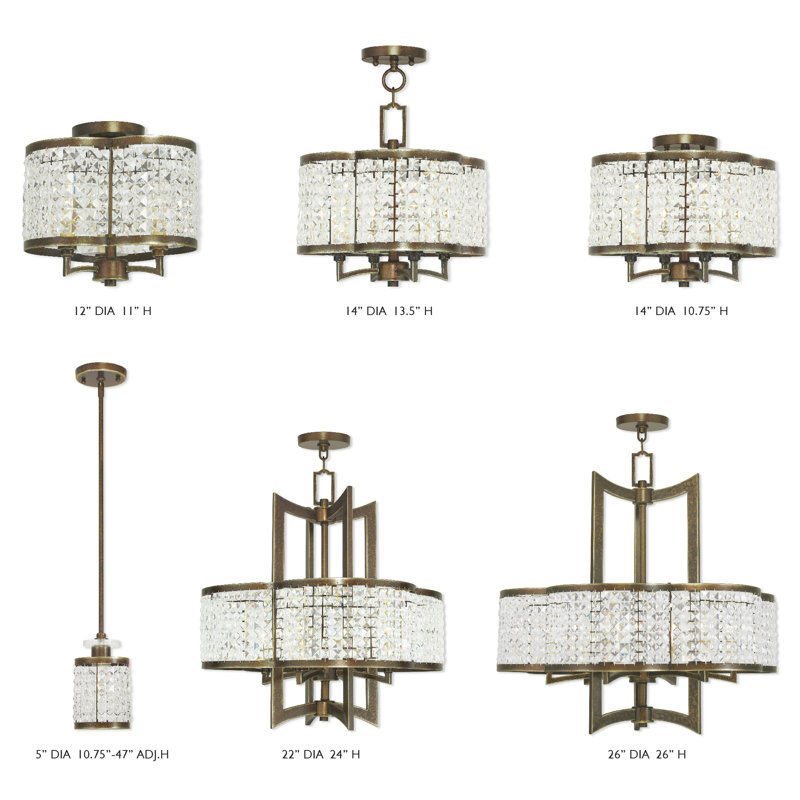 Belisle Crystal Semi Flush Mount, Palacial Bronze