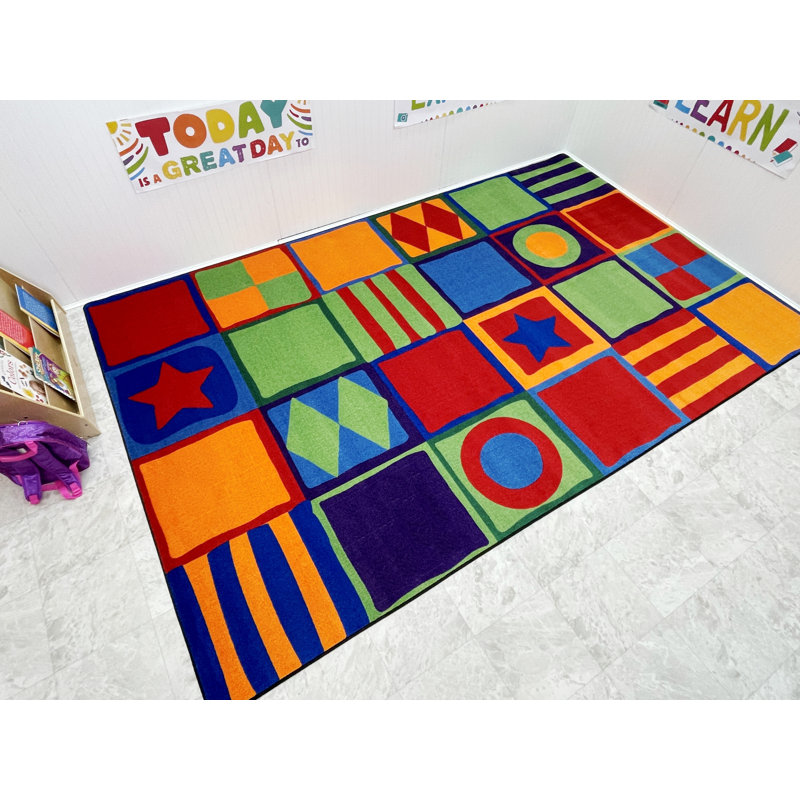 Tapis à motif carrés, Rectangle 7 pi 6 po x 12 pi