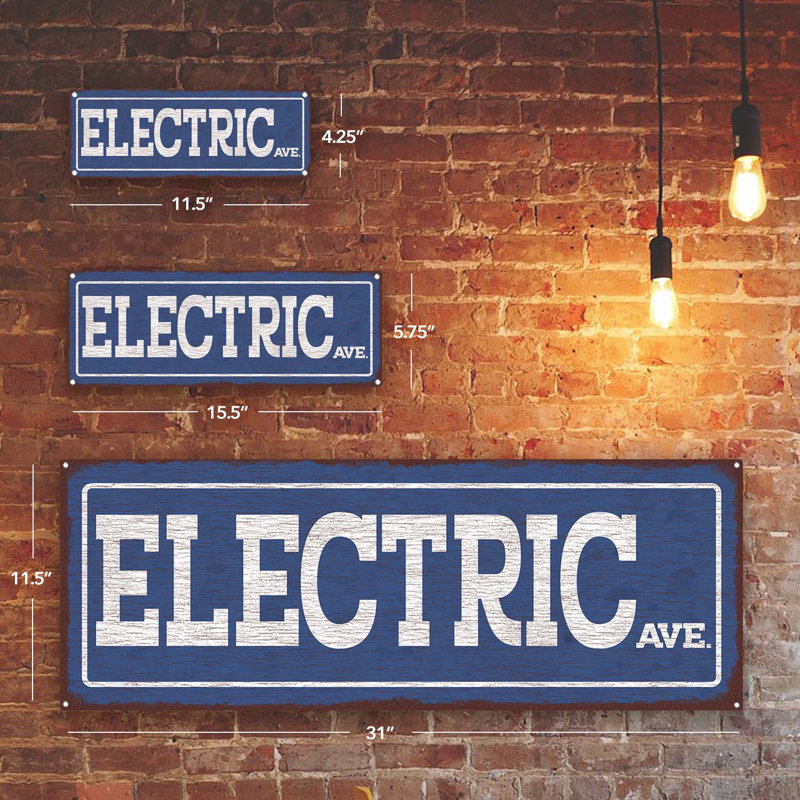 «Electric Ave Metal Sign» sur, H 11,5 po x l 31 po