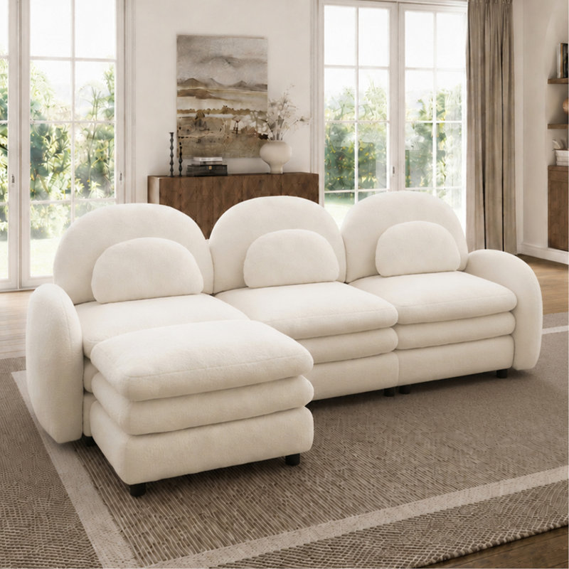 Canapé 3 places Teddy, Beige, 98.22"
