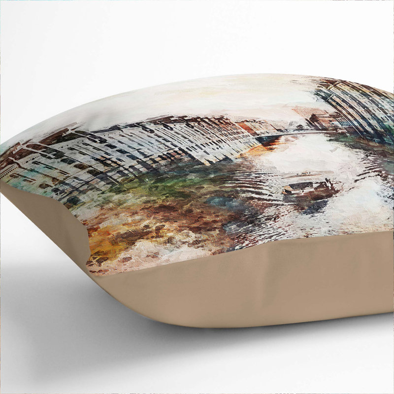 Abstract Square Throw Cushion, 40cm H x 40cm W x 15cm D, Stone