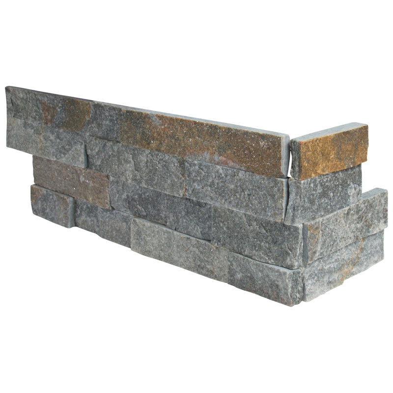 Stonecrest 6 in. x 18 in. Split Face Natural Stone Ledger Corner Wall Tile, Russet Ember