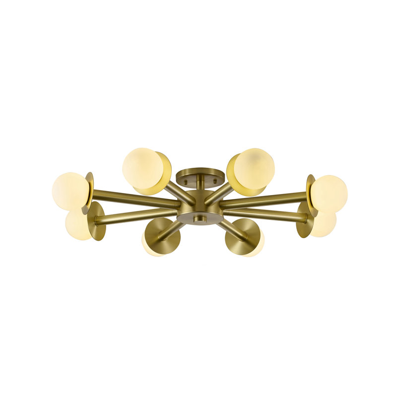 Transitional 8-Light Brass Flush Mount 