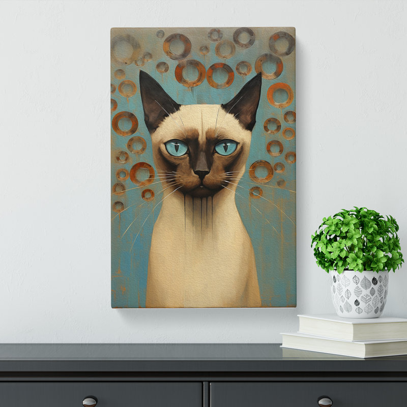 Siamese Cat Modern - Print, 76cm H x 50cm W x 3cm D