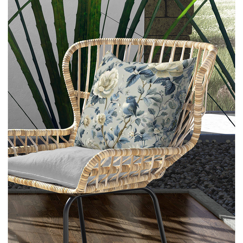 Coussin intérieur / extérieur Misty Morning, Carré 16 po, Bleu / Vert
