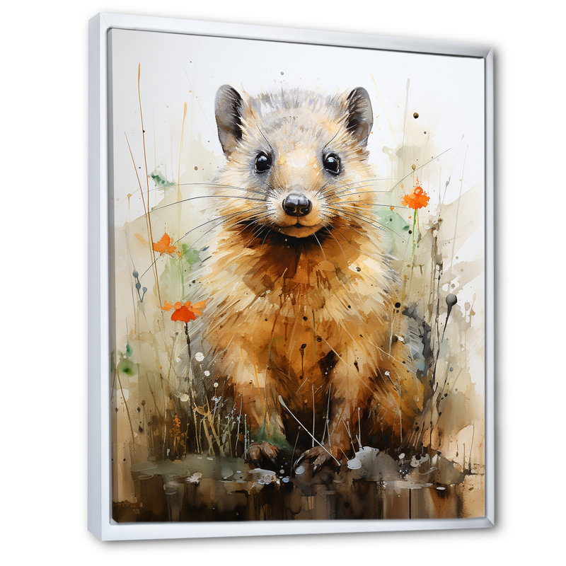 Rêves de castor surréaux sur toile, Cadre flottant blanc, H 32 po x l 24 po x P 1 po