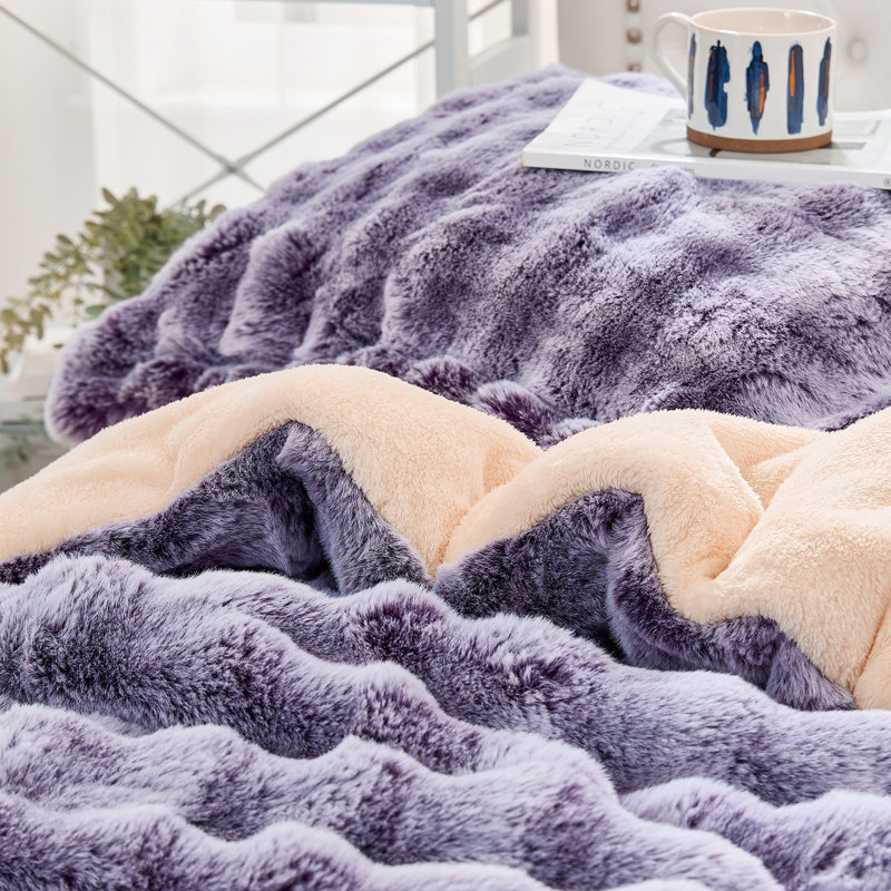 Ensemble d'édredon très grand Snowball Chunky Bunny - Coma, Édredon pour lit simple TG + 1 taie décorative, Mauve