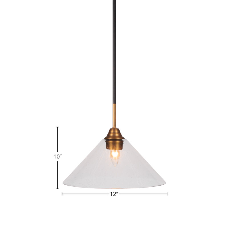 Luminaire suspendu en verre Paramount, H 9 po x l 10 po x P 10 po, Bulle transparente, Noir mat / laiton