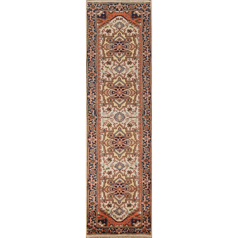 Tapis de couloir géométrique Heriz Serapi noué à la main 3 x 10