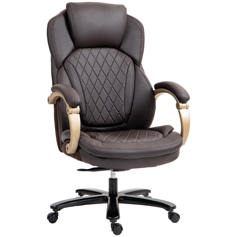 Inbox Zero Dominiqua Executive Chair with Headrest, Black/Gold