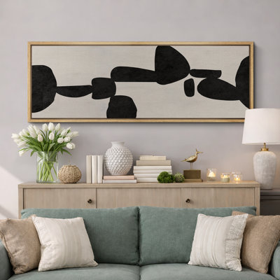 Abstrait abstrait géométrique noir Mid-Century