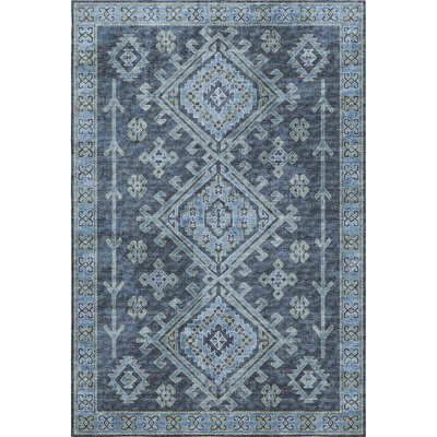 Premium Machine Washable Driessen AMF73 Blue Rug