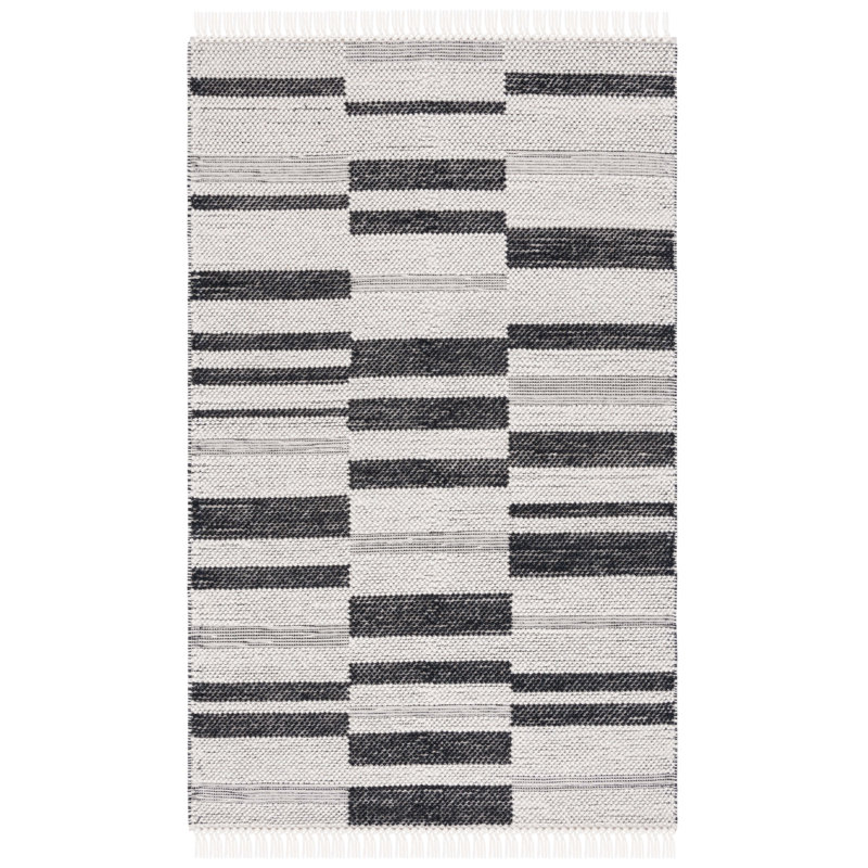 Tapis ivoire / noir Charvik, Rectangle de 5 pi x 8 pi